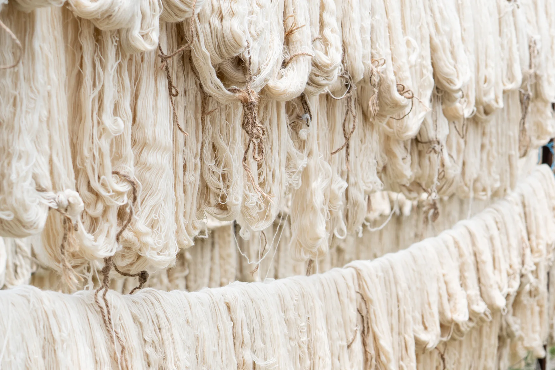 Natural yarn wound and ready for the loom