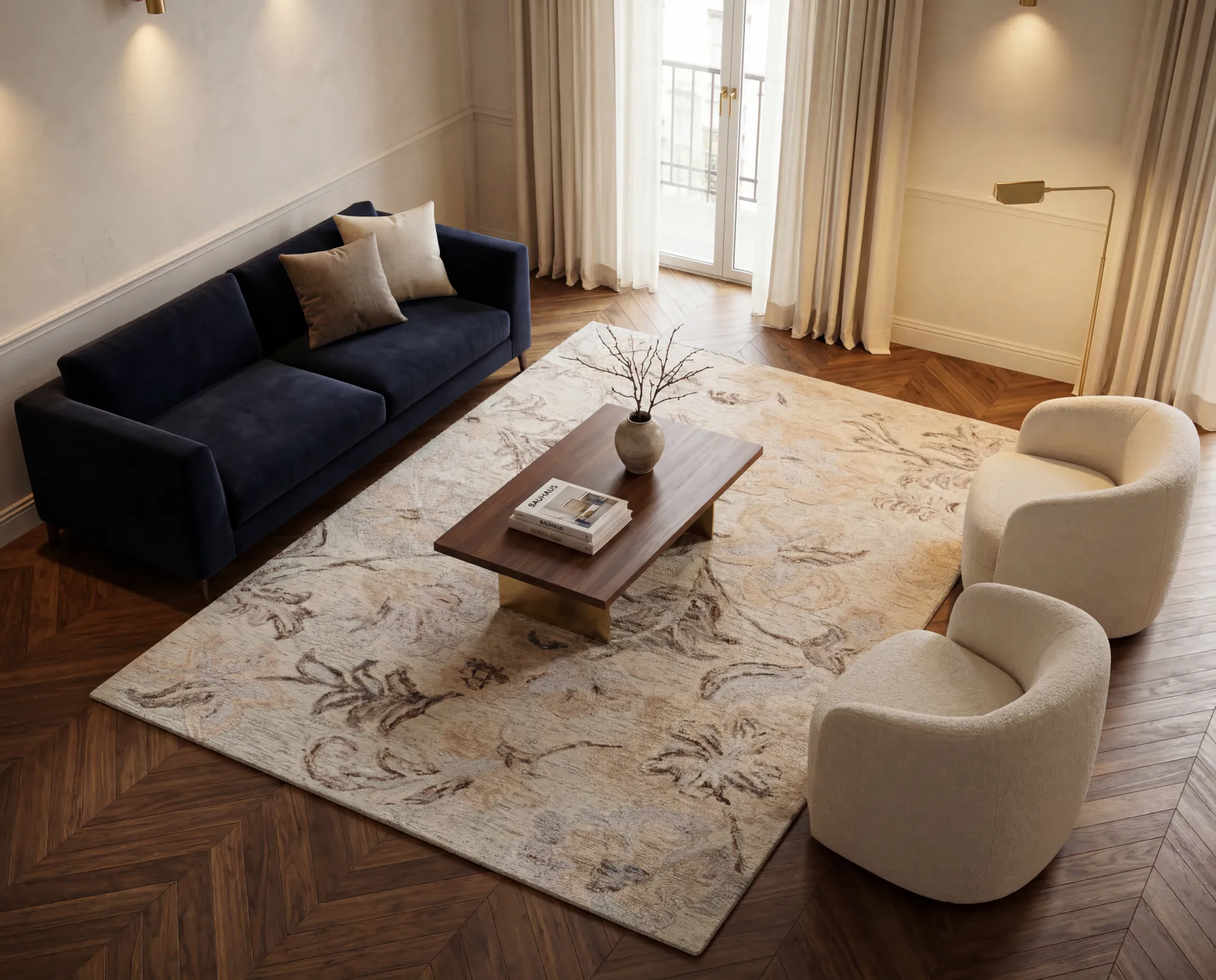 Linen Blossom, a hand-tufted wool rug by Exellica Home