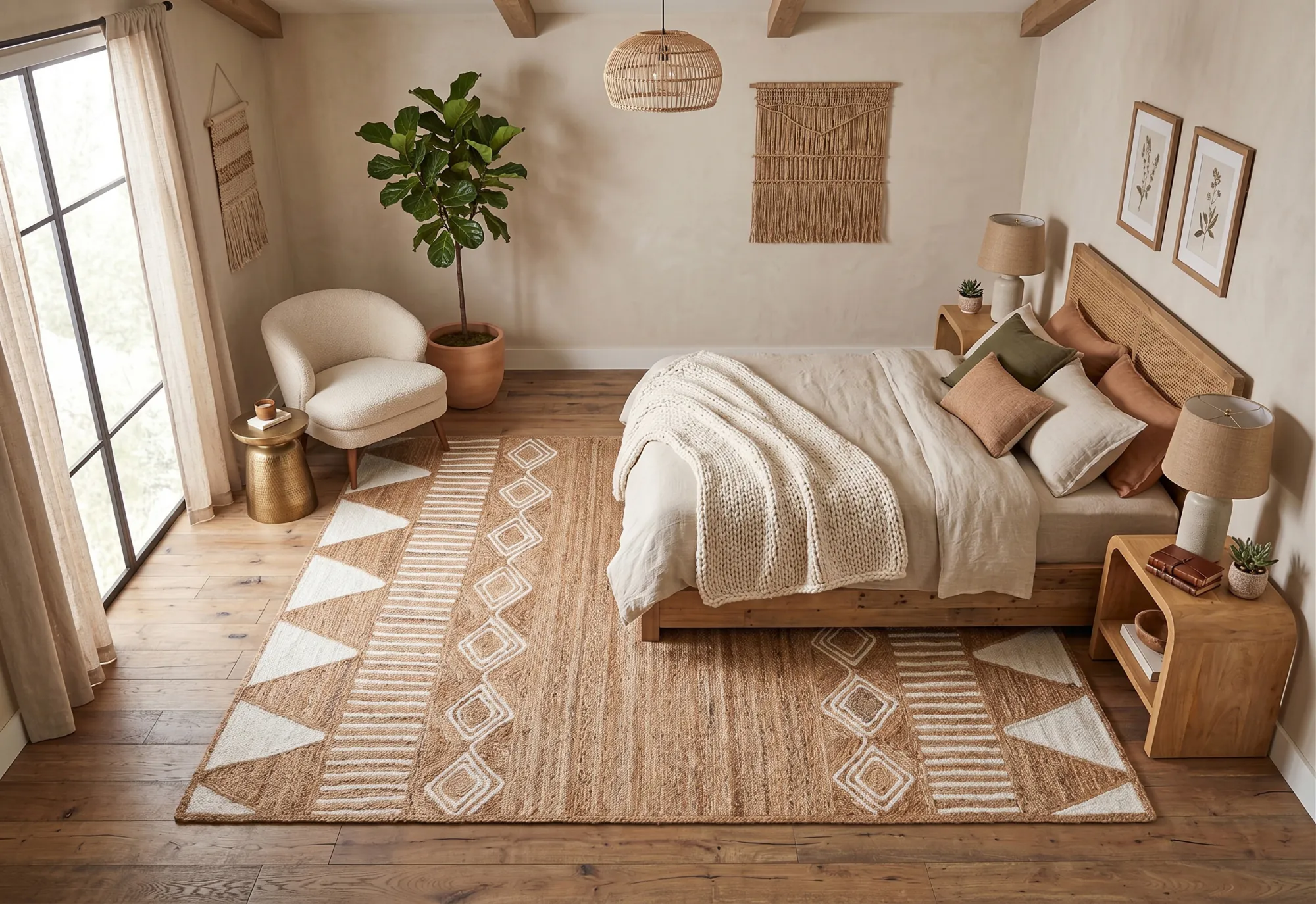 Marrakesh, a hand-woven natural jute rug by Exellica Home