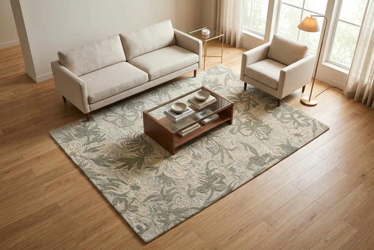Sage Garden, a hand-tufted wool rug by Exellica Home